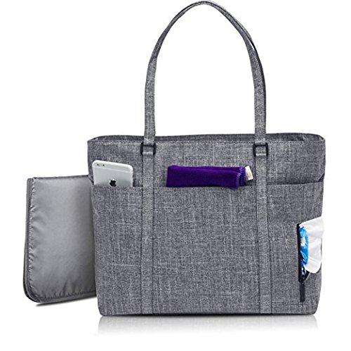 Preisvergleich Produktbild Baby Wickeltasche, NiceEbag Multifunktion Baby Windeltasche einfacher Leinwand Stil Windel Umhängetasche stilvoll Shopper tragbare Einkaufstasche mit wasserdichter Wickelunterlage, Isolierte Beutel, Kinderwagenbefestigungen für Mama, Grau