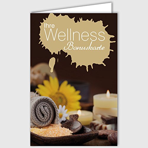 Bonuskarte Wellness - "Nussbraun mit Handtuch" mit 10 Stempelfeldern / 100 Stück