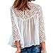 MK11 2015 Autumn Sweet Lace Splice Hollow Crochet Chiffon shirt (M, WHITE)
