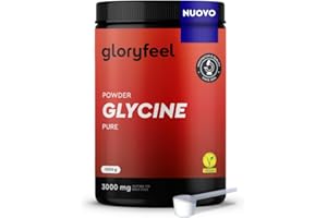 GLORYFEEL Glicina in Polvere 1 kg (330 Porzioni) - Alta Concentrazione 3000mg di L-Glicina al Giorno - Puro Aminoacido Naturalmente Dolce - Rapida Solubilità - Testata in Laboratorio, Vegan e Senza Additivi