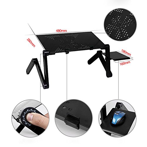 Multifunktionstisch Tragbar Höhenverstellbar und Winkelverstellbar Laptoptisch Laptopständer Betttisch NoteBooktisch Bücherständer Größe L64cm*D26cm H49cm - 2