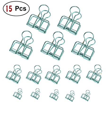 15 PiècesPinces à Dessin de Papier Binder Clips en métal (Green)