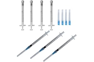 WELLNESS & CARE 50 Jeringuillas 1ml con 50uds de 23G desechables con embalaje individual y esterilizado. Jeringuilla con aguja para dispensación líquidos, alimentacion, jardineria. Jeringa con cabezal luer-lock