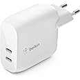 Belkin Chargeur secteur USB-C PD 40 W (deux ports USB-C, 20 W par port, recharge Power Delivery pour iPhone 14 ou 13, iPad Pr