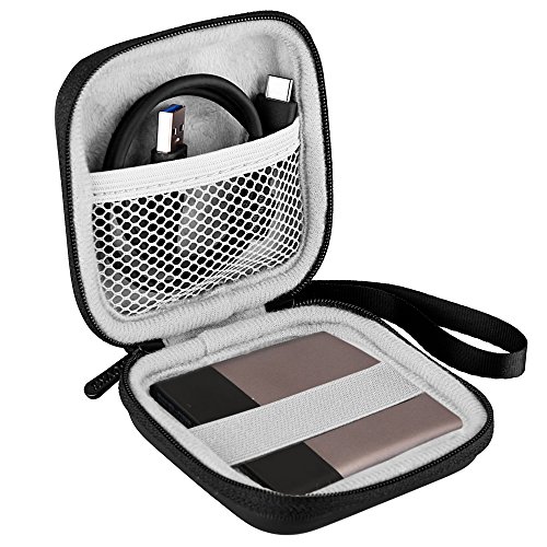BOVKE Hartes EVA Stoßfeste Schützende Reisetasche Zum Tragen Aufbewahren Für Samsung T3 / T1 Portable 250GB 500GB 1TB 2TB SSD USB 3.0 External Solid State Drives Shockproof Storage Travel Carry Hard Case Bag, Black - 3