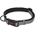 HALTI Collar, Size Large, Black, Best Comfy Dog Collar, Premium Puppy Collar, Nylon, Neoprene-Padded, Reflective, Easy to Fit