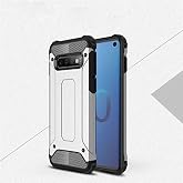 Samsung Galaxy S10 Plus ile uyumlu &Ccedil;İft Katman Koruyucu Crash Military Tank Kılıf - Gri