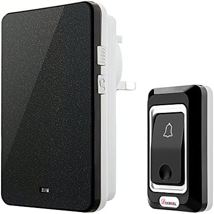 Easy Chime Wireless Doorbell Door Chime Kit with LED Flash Plug-in Wireless Doorbell Portable Wireless Door Chime Black Wireless Door Bell at 1000-feet Range