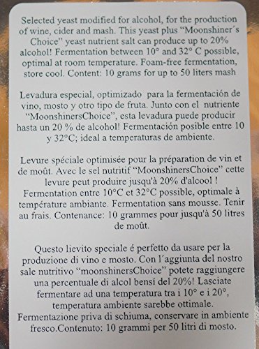 ‚MoonshinersChoice®‘ Spezial Alkohol Hefe ✿ 10 Gramm für 50 Liter Maische ✿ für Wein, Most und Brennmaische - 3