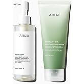 Anua Double Cleansing Duo for Facial Cleansing : Heartleaf Pore Control Cleansing Oil &amp; Quercetinol Pore Deep Cleansing Foam