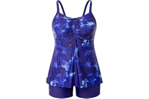 Hanna Nikole Tankini Femme Taille Plus Tummy Control Maillots de Bain Maillots de Bain Deux pièces avec Short