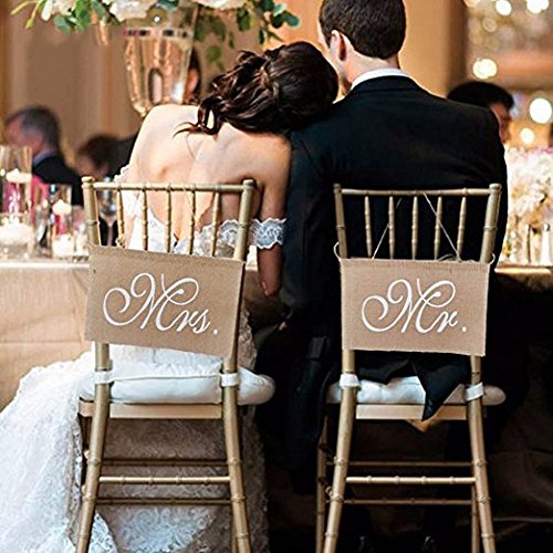 KeeKa Vintage Mr & Mrs Jute Flagge Fahne Stuhl Deko für Hochzeit PartyZeremonielle Deko - 2