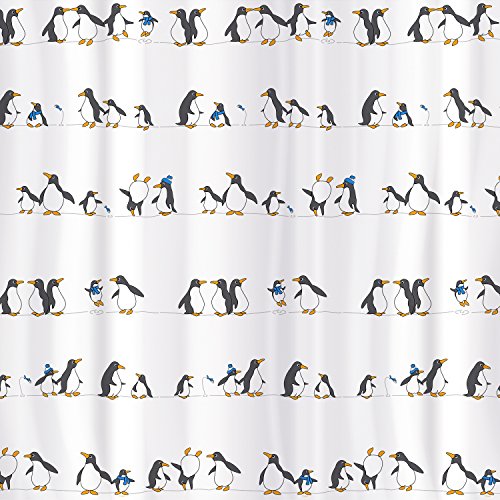 Tatkraft Penguins Duschvorhang 180 X 180 cm Wasserabweisendes Material Peva mit 12 Vorhangringe - 2
