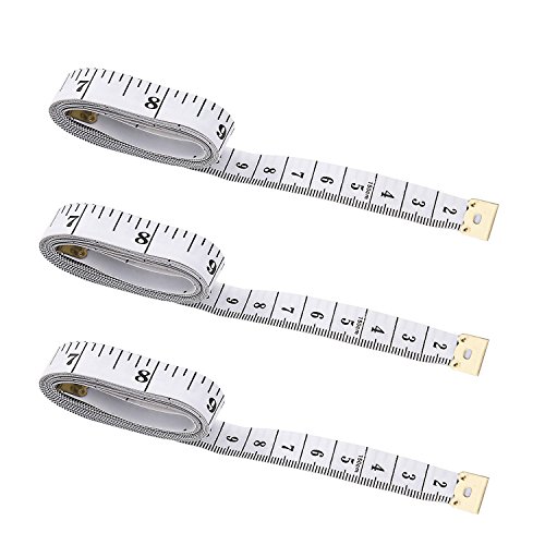 ULG weiche Maßband messen Sewing Tailor Flexible Tuch Lineal Körper Messung 152,4 cm 150 cm 3 Stück, weiß