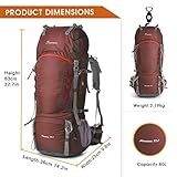 Mountaintop 80L Outdoor Wanderrucksäcke Trekkingrucksäck Reiserucksäck mit Regenhülle, 83 x 36 x 25cm - 2