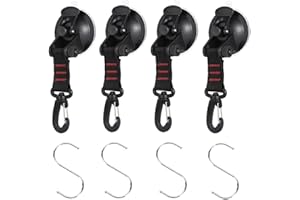 Wanfoou Lot de 4 ventouses de camping - Avec 4 crochets en S - Ventouses puissantes pour auvents latéraux de voiture, tentes, camping-cars, etc