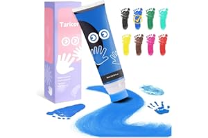 Taricor Tinta No Toxica Para Huellas, 75ml Huellas Bebe Recien Nacido Con Esponja, No Tóxicas Huella Mano Pie Bebe, Ideal Para Guardería, Escuela y Hogar