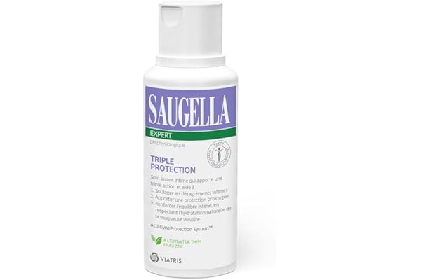 Saugella - Triple Protection - Soin Lavant Intime- Inconforts intimes - Brûlures, démangeaisons, mauvaises odeur - à base de Thym et Zinc - 250 ml