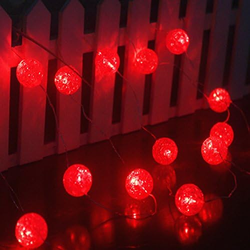 Ryham Battery Operated Crystal Ball String Lights 16 LED 7.38ft 2.25M Fairy Globe Bubble Decor Lighting for Outdoor Indoor Patio Party Curtain Bedroom Christmas Seasonal Decorations,Red