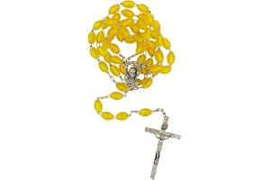 Good Shepherd Creations Catholic Rosary with Metal Crucifix Cross Made in Italy Miraculous Pink Oval Beads