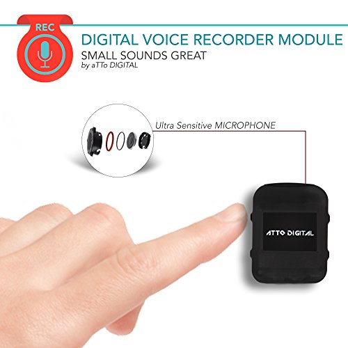 Mini Voice Recorder - Voice Activated Recording - 572 Hours Recordings Capacity - 24 Hours Battery Life - Rubber Casing for The Smallest Dimensions - aTTo Digital
