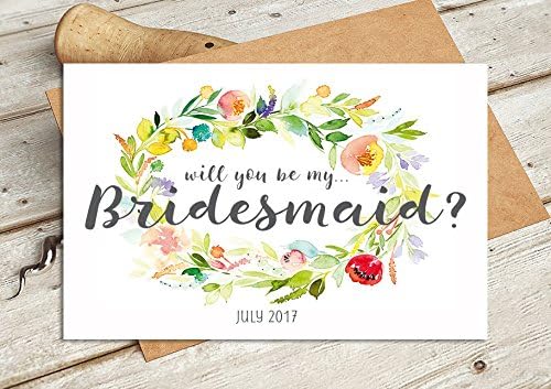 Personalised Wedding Cards Willl You Be My Bridesmaid - Watercolour Wedding Card