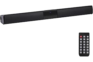 ZYMY Sound Bar for TV, PC Soundbar Speaker with Bluetooth 5.0, 2000mAH Rechargeable Battery, 20 Watt Gaming Soundbar with Remote Compatible AUX/RCA/FM/SD Card, Black