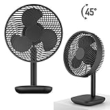 Homealexa Ventilateur de table Diam. 17cm Ventilateur USB Rechargeable Silencieux avec 4 Vitesses Inclinaison à 45° pour bureau, maison, et chambre (Noir)