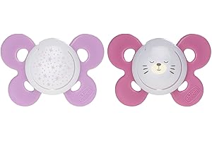 Chicco Physio Comfort Night Bimba Succhietto di Silicone, 16-36 Mesi, 2 Pezzi, Colori Assortiti