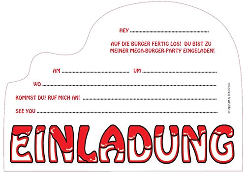 6 Einladungskarten * BURGER PARTY * für Kindergeburtstag oder Party von DEKOSPASS // perfekt für Partys bei Mc Donalds, Burger King, etc // Kinder Geburtstag Party Kinderparty Kinogeburtstag Einladung Einladungen Karte Einladungs-Set Motto Mottoparty Hamburger - 3