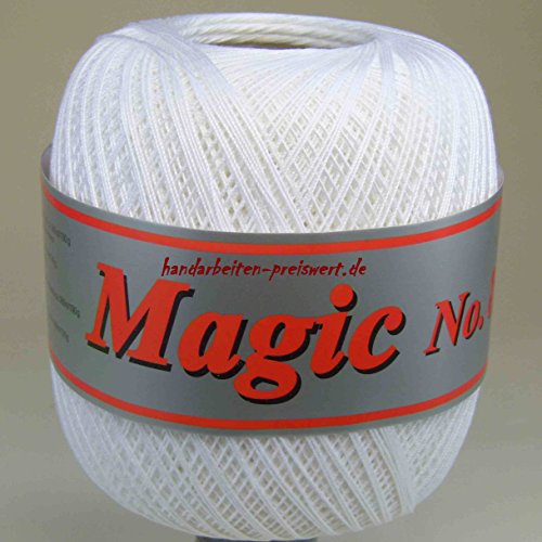 Häkelgarn 100 Gramm Baumwolle-Filet-Garn weiß häkeln - Magic Stärke Nm 17/3 Farbe weiss_101