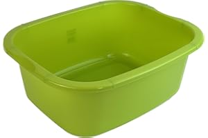 oceanevo® 11 Litres Rectangular Washing Up Bowl Lime Green Basin Mixing Sink Tidy Organizer Large Plastic Kitchen Portable Dish Washtub (Lime Green)