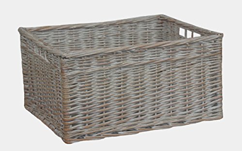 White Wash Storage Wicker Open Basket Extra Large