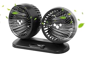 SKJJL Ventilatore per Auto USB a Doppia Testa, 12 V-24V Ventilatore Auto Ventilatore Portatile Ventilatore da Tavolo Silenzioso Ventilatore Aria Fredda con Rotazione di 360 Gradi Cruscotto e Ufficio