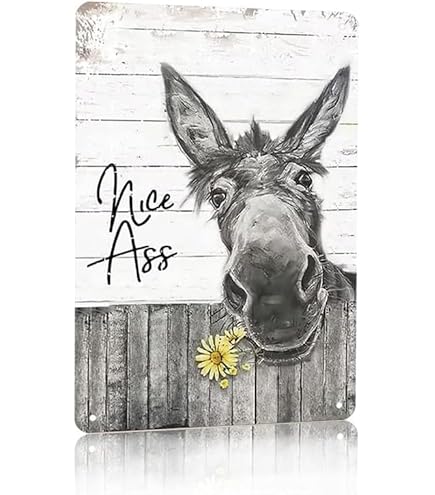 Funny Giraffe Bathroom Metal Sign - "Nice Butt" Humor Tin Poster 8x12 Inches 591042