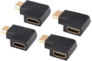 J&D 4 sztuki adapter HDMI 90 stopni w lewo i w prawo zagięty pozłacany wtyk na gniazdo pionowy płaski adapter HDMI