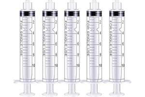 LTKJ Luer Lock - Siringa in plastica, 10 ml, punta smussata, misura strumenti per la misura della siringa, lucidalabbra, riempimento liquido, erogazione, artigianato fai da te, ricarica olio