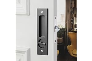 HOCONNIE Cerradura para Puertas Correderas Manilla para Puerta de Bolsillo con Llave Manilla Invisible para Puertas Empotradas 160mm Negro