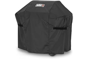 Weber Premium Pokrowiec na grill dla serii Spirit & Spirit II 200, UV- & wodoodporny, z zapięciem na rzep do mocowania, pokrowiec na grill, pokrowiec na grill - Czarny (7182)
