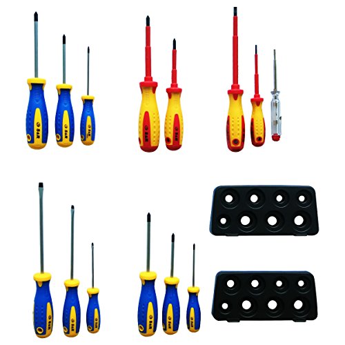 S&R Schraubendreher Set 14-tlg. Kraftform-Griff, SL-PH-PZ, Spannungsprüfer, zwei Racks.Profi-Qualität - 2