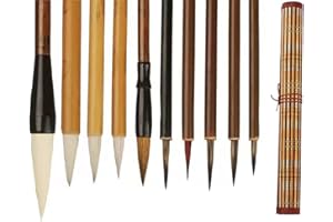 AOMAYLL Pincel chino caligrafía profesional,Pincel de escritura,con para escribir dibujo,Un juego de 10 pinceles (con bolsa de pinceles)