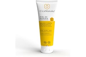 CICAMANUKA - Baume corps réparateur au miel de Manuka IAA10+ - Favorise la réparation des peaux sèches - Certifié Bio - 200ml