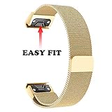 TPulling Garmin Fenix 5S Armband Magnetischer Milan Schnellverschluss Luxury Installieren Armband Uhrenarmband für Garmin Fenix 5S / 5S Plus Armband Band Strap (Gold)