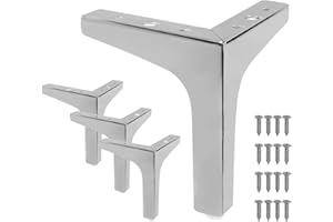Cjueiom 17cm / 7 Inch Furniture Legs Chrome Sofa Legs Set of 4, Modern Table Legs Metal Triangle Furniture Feet, Sofa Foot Couch Legs Replacement for Cabinet Cupboard Chair Ottoman