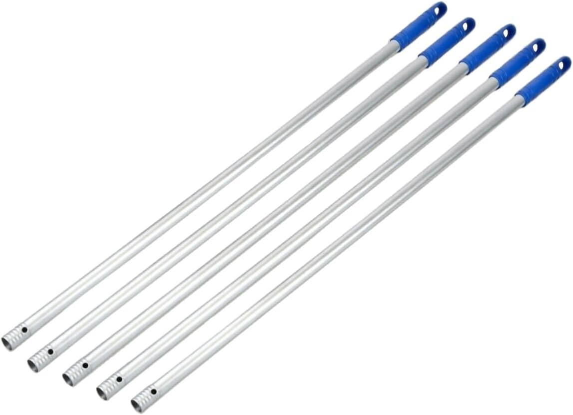 Sanjoma Palo de escoba o fregona, de Aluminio Anodizado 1,50 m Espesor 1 mm Mango Azul con Agujero (4)