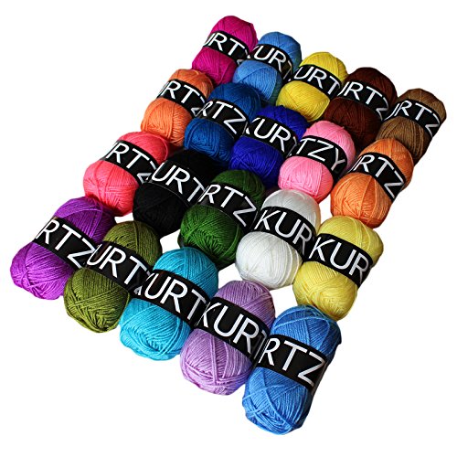 Doppelstrick Acryl farbiges Wollgarn vielfältiges Paket 20 x 50g – verschiedene Farben von Kurtzy TM - 2