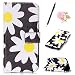 Produktbild Uposao Handyhülle für Samsung Galaxy A5 2017 Hülle PU Leder Flip Case Cover Gänseblümchen Muster im Bookstyle mit Klappbares Standfunktion Karteneinschub und Magnetverschluß Etui Tasche Hüllen + Eingabestift + Blumen Staub-Stecker
