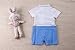 Baby Boy Wedding Christening Formal Tuxedo Wear White Suit Outfit Romper Clothes (3-6 Months, Blue)