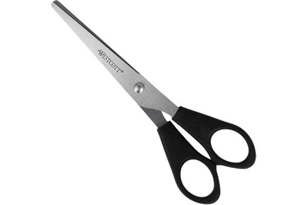 Westcott ciseaux 6" (15,2 cm) noir | Ciseaux de bureau avec poignées en plastique noir | Lame extra-tranchante, acier inoxydable | E-31160 00