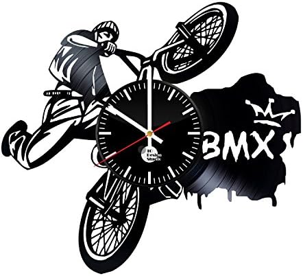 BMX Vinyl Record Wall Clock - Get unique garage room wall art décor - Gift ideas for kids, boy, father, adults – Unique comics art design - Leave us a feedback and win your custom clock